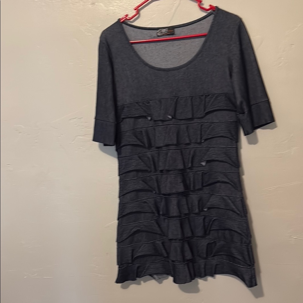 Isle Apparel Playful Blue Ruffle Dress Medium